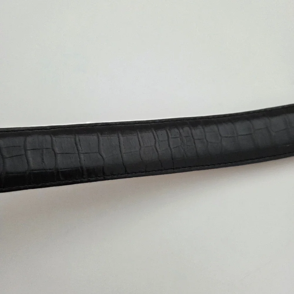 Brighton‎ Belt Black Croc Embossed Leather Mixed Metal Buckle Womens Size M